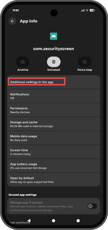 com.securityscreen app opening to activation