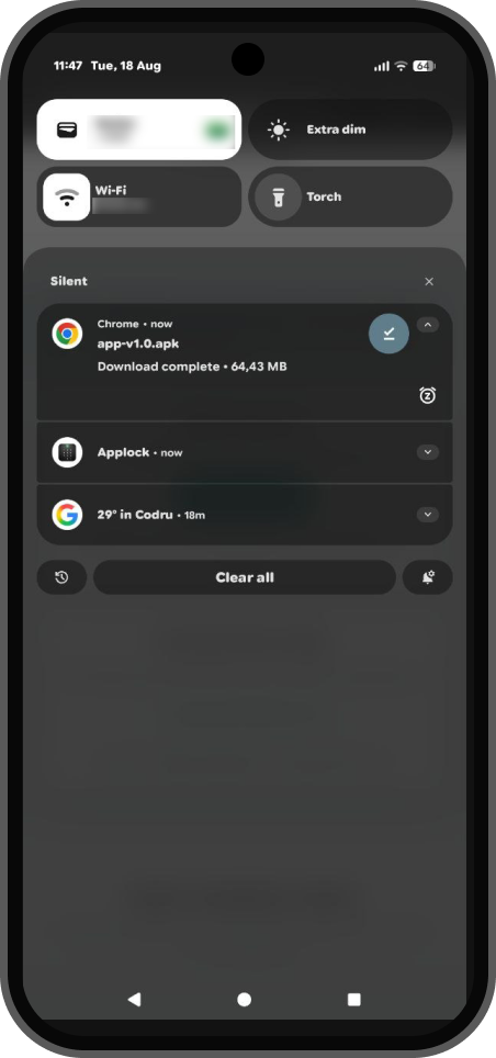 Android download complete notification for the APK file