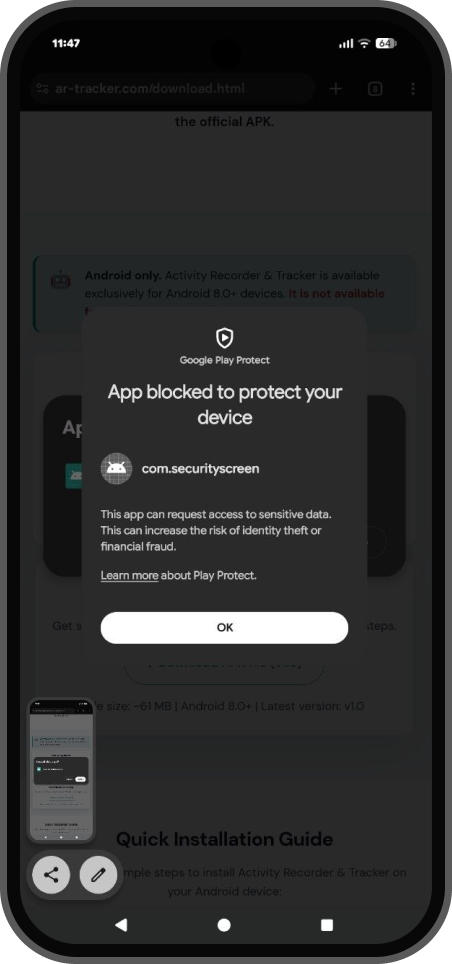 Play Protect app blocked message